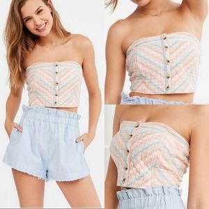 BDG strapless chevron striped top